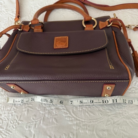 Dooney & Bourke Pebbled Leather Dark Brown / Maroon Satchel Gold Hardware - Picture 14 of 15